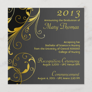 Ankündigung von Abschlüssen in Gold und Schwarz