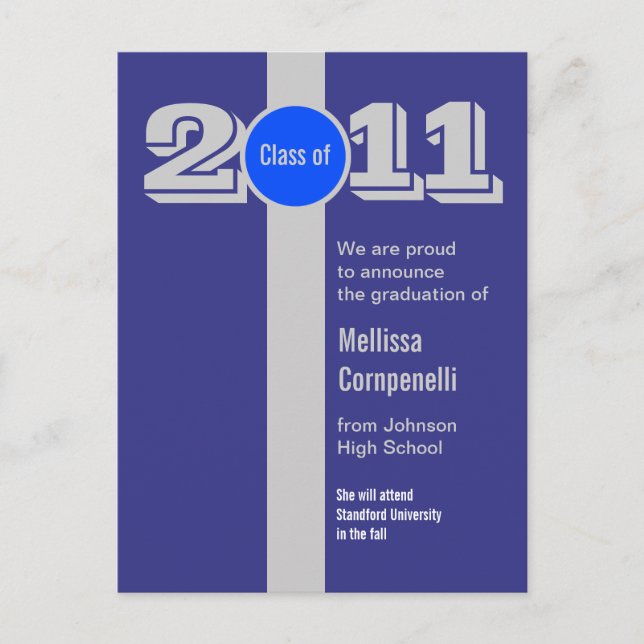 Ankündigung von Abschlüssen Postcard Silver Blue P (Vorderseite)