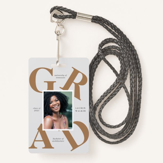 Ankündigung von Absolventen: fette Skriptfarben Ausweis (Vorderseite mit Schlüsselband)