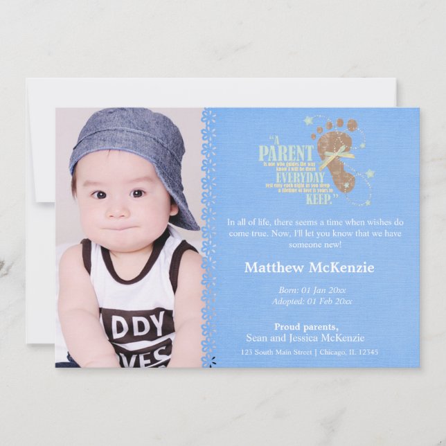 Ankündigung von Adoption Boy (Vorderseite)