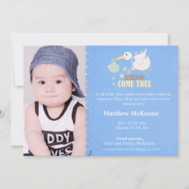 Ankündigung von Adoption Boy (Vorderseite)