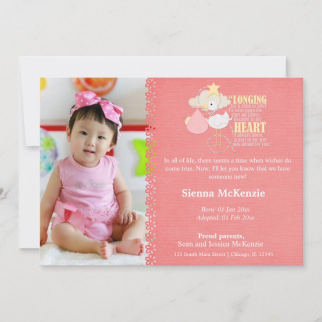 Ankündigung von Adoption Girl (Vorderseite)