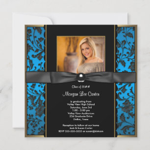 Ankündigung von aquamarin Blue Damask Foto Abschlu