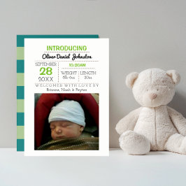 Ankündigung von aquamarin Stripe Foto Baby