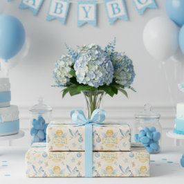 Ankündigung von Baby Boy Angel Stork Geschenkpapier Set