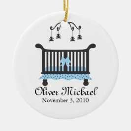 Ankündigung von Baby Boy mit Geburtsdatum Keramik Ornament