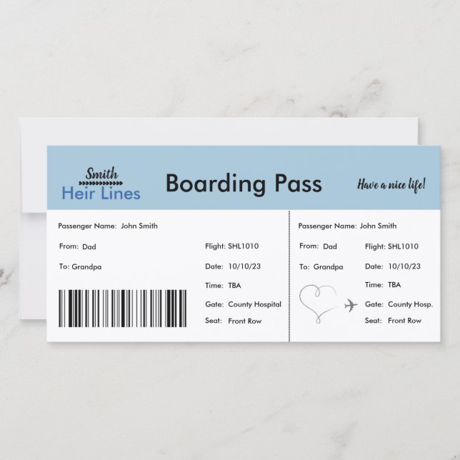 Ankündigung von Baby Boy Travel Themed Pregnancy (Vorderseite)