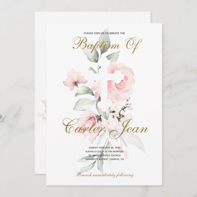 Ankündigung von Baby Girl Christening Taufe (Vorne/Hinten)