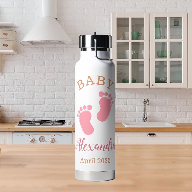 Ankündigung von benutzerdefinierten rosa Babynamen Trinkflasche (Von Creator hochgeladen)