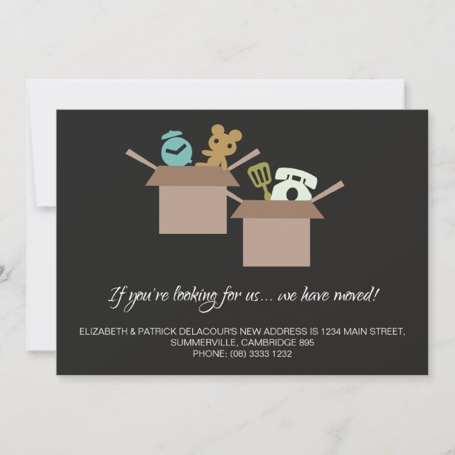 Ankündigung von Bewegungen - Kartonboxen Grafik (Vorderseite)