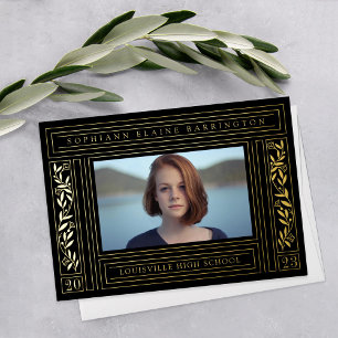 Ankündigung von Black and Gold Abschluss Foto