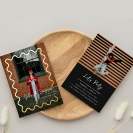 Ankündigung von Black and Gold Simple Foto Abschlu