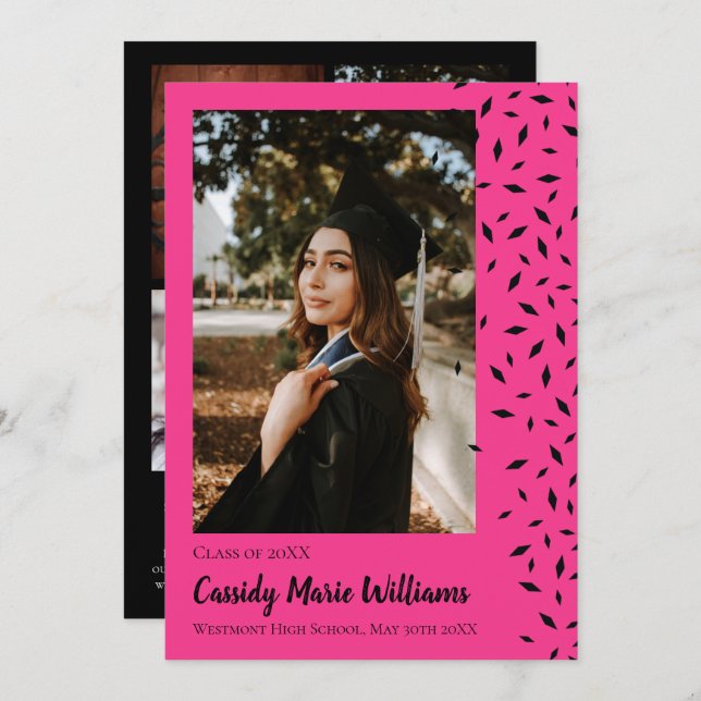 Ankündigung von Black Pink Confetti Abschluss (Vorne/Hinten)