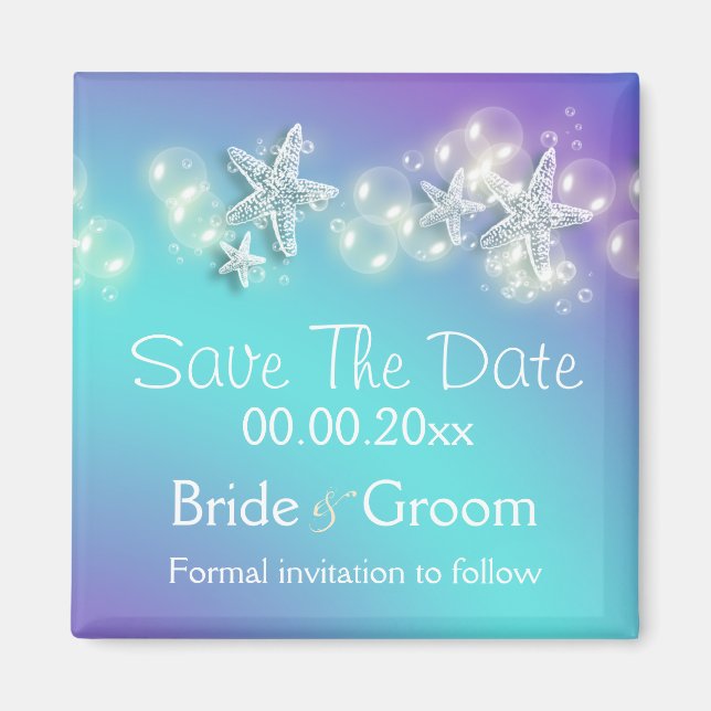 Ankündigung von Blauem lila Strandstarhnenvogel Magnet (Vorne)