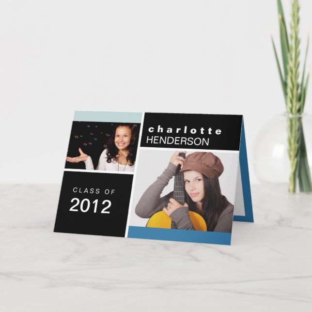 Ankündigung von Blue Black Custom Foto Abschluss (Vorderseite)
