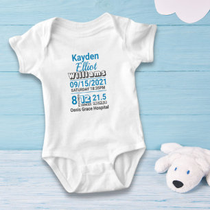 Ankündigung von Blue Familienname baby Strampler