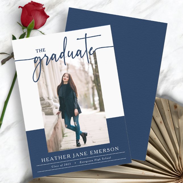 Ankündigung von Blue Modern Abschluss (Blue Modern Photo Graduation Announcement by Painted Paperie
)
