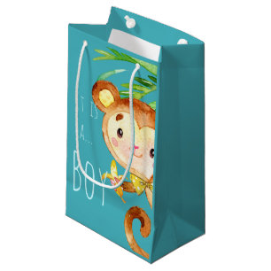 Ankündigung von Blue Niedlich Monkey Baby Boy Kleine Geschenktüte