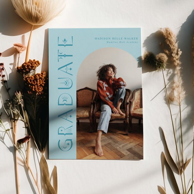 Ankündigung von Boho Blue Graduate Abschluss (Von Creator hochgeladen)