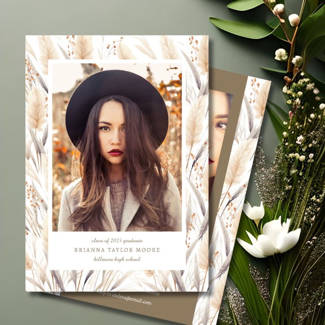 Ankündigung von Boho Pampas Grass Graduate Foto (Von Creator hochgeladen)