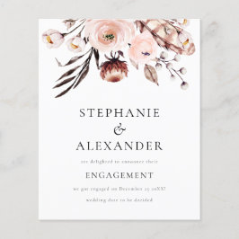 Ankündigung von Budget Boho Blush Florals Verlobun