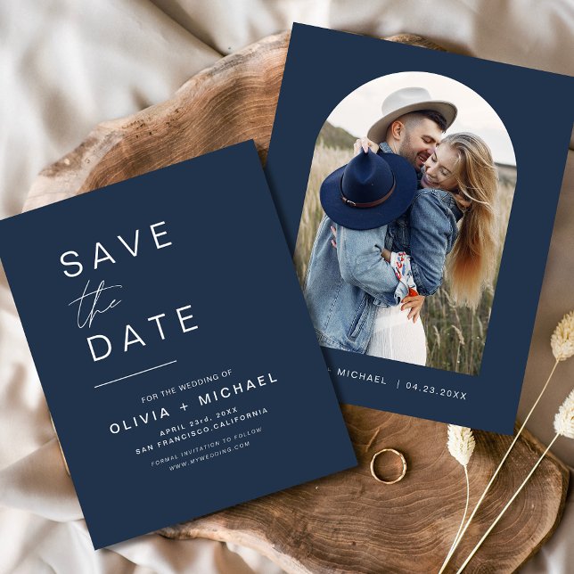 Ankündigung von Budget Navy Blue Save the Date Fot (Von Creator hochgeladen)