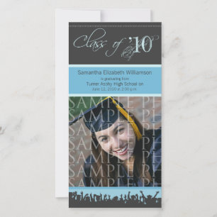 Ankündigung von Cap & Gown Abschluss Foto (blau)