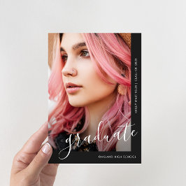 Ankündigung von Chic Script Black Foto Abschluss