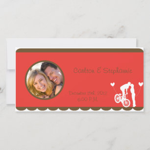 Ankündigung von Couple Bike Red/Brown Wedding Foto