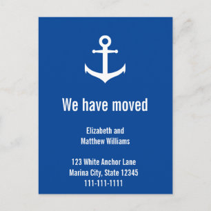 Ankündigung von Custom Nautical Blue and White Mov Postkarte