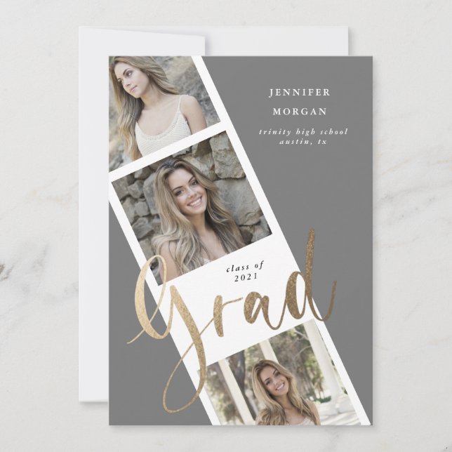 Ankündigung von drei Foto Gold Abschluss Foto (Vorderseite)