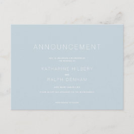 Ankündigung von Dusty Blue Wedding Postkarte