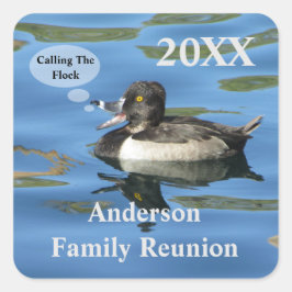 Ankündigung von Familienfeiern mit Humorose Duck W Quadratischer Aufkleber