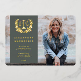 Ankündigung von Foil/Green JD Law Scales Abschluss