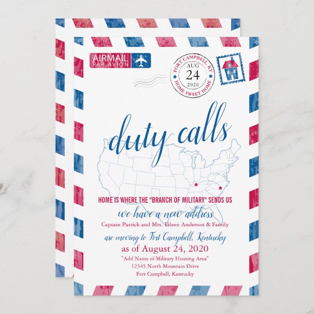 Ankündigung von Fort Campbell KY Military Moving (Vorne/Hinten)