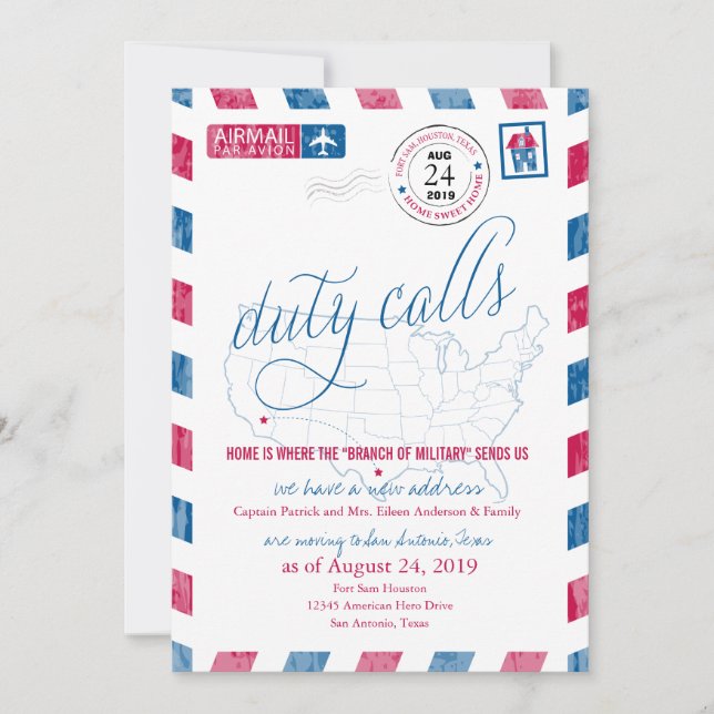 Ankündigung von Fort Sam Houston Military Moving (Vorderseite)