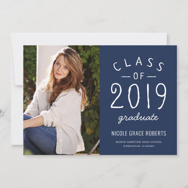 Ankündigung von Foto-Abschluss-Handschrift Blue (Vorderseite)