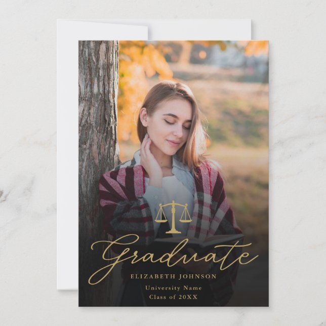 Ankündigung von Foto Script Law School Abschluss (Vorderseite)