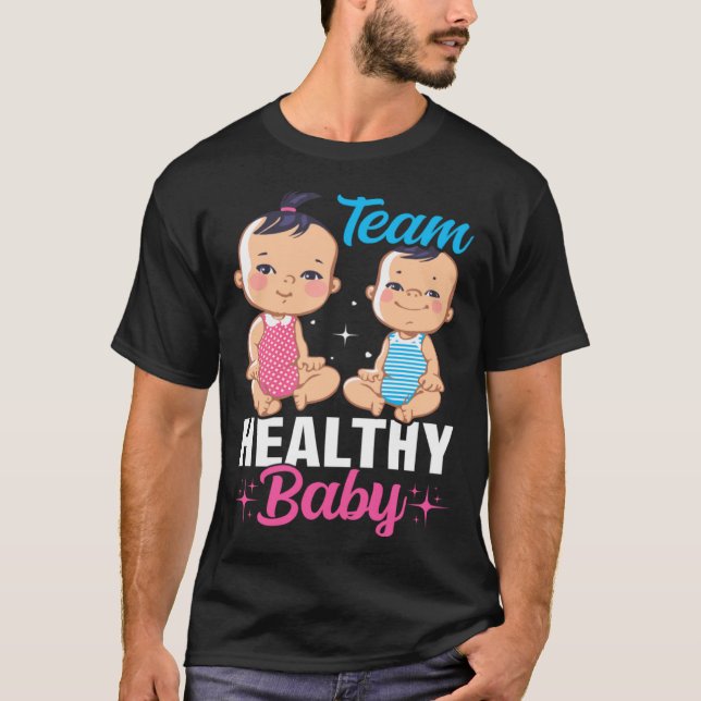 Ankündigung von Frau Heathy Baby Gender Schwangers T-Shirt (Vorderseite)
