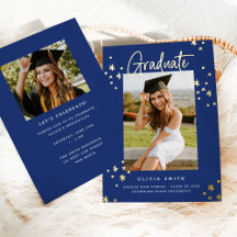 Ankündigung von Funky Modern Blue Gold Abschluss