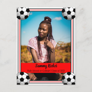 Ankündigung von Fußball Red & Black Abschluss Postkarte