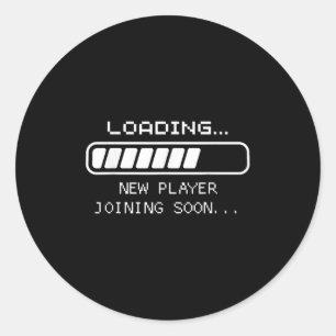 Ankündigung von Gaming Baby, Loading New Player Jo Runder Aufkleber