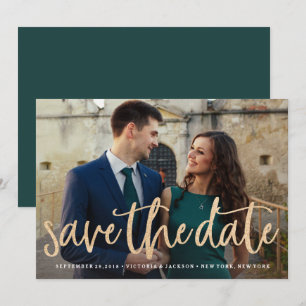 Ankündigung von Glittering Gold Save the Date Foto