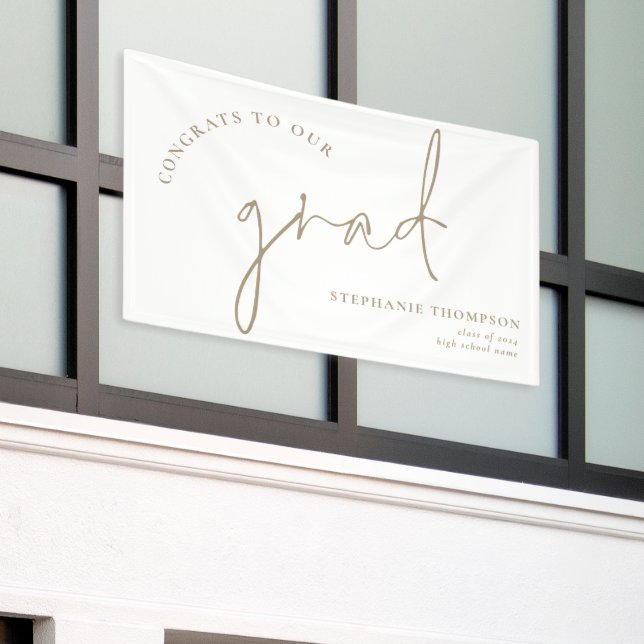 Ankündigung von Glückwunschs Grad Gold Script Absc Banner (Äußeres Gebäude)