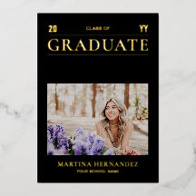 Ankündigung von Gold & Black Modern Foto Abschluss