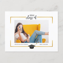 Ankündigung von Gold Border Foto Abschluss Postkar