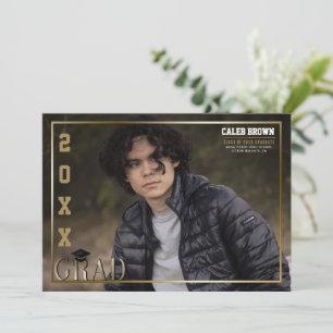 Ankündigung von Gold Border Grad Abschluss Foto