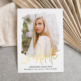 Ankündigung von Gold Foil Script Foto Abschluss