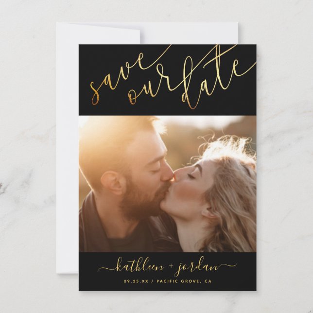 Ankündigung von-Gold-Script-Hochzeiten (Vorderseite)