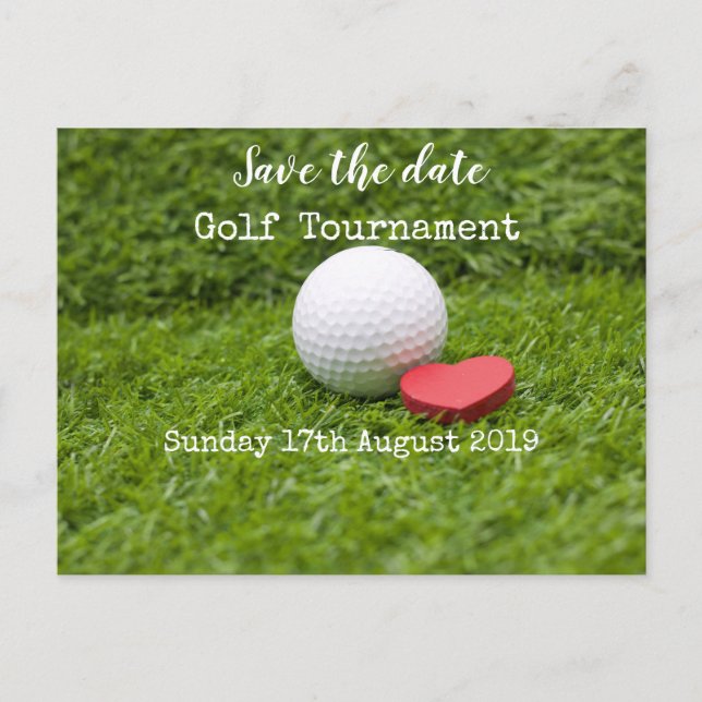 Ankündigung von Golf Save the Date Golf Turnieren (Vorderseite)